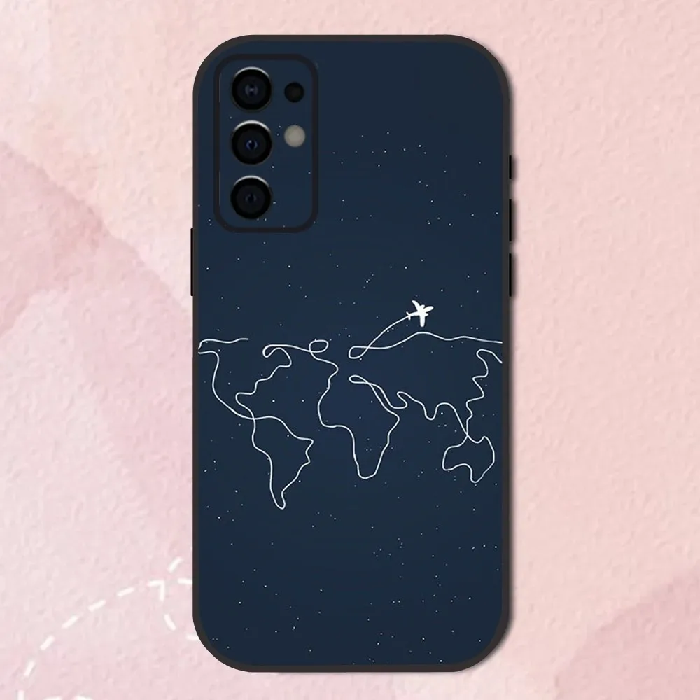 Funda de teléfono de viaje Art w-world Map para Samsung S24,S21,S22,S23,S30,Ultra,S20,Plus,Fe,Lite,Note,10,9,5G, carcasa suave negra - imagen 2