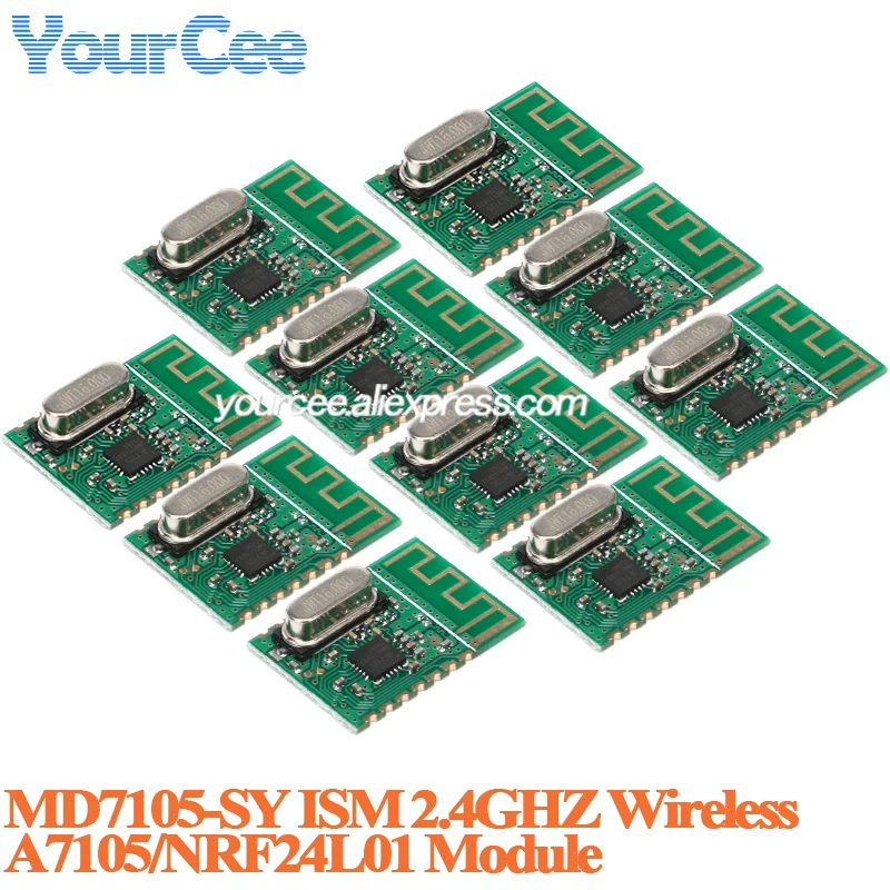10 uds/1 unidad MD7105-SY 2,4G 2,4 GHZ Wifi módulo transceptor inalámbrico 500KHz paso FSK/GSK modulación 3,3 V NRF24L01 A7105
