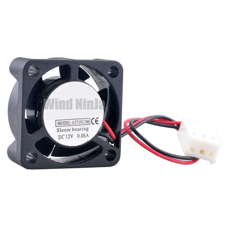 A251012M 25mm Micro ventilador de refrigeración 2,5 cm 25x25x10mm DC12V 0.06A silencioso ventilador de placa base de enrutador de 2 pines para refrigeración electrónica - imagen 2