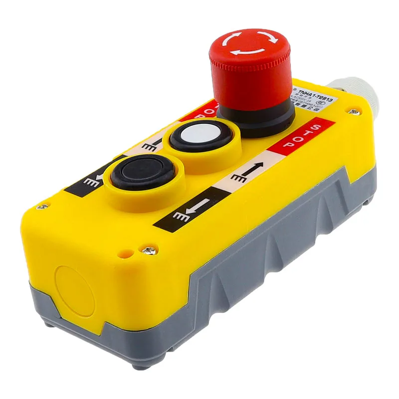 Interruptor de botón Industrial resistente al agua, interruptor de parada de emergencia para estación de Control colgante de polipasto de grúa eléctrica