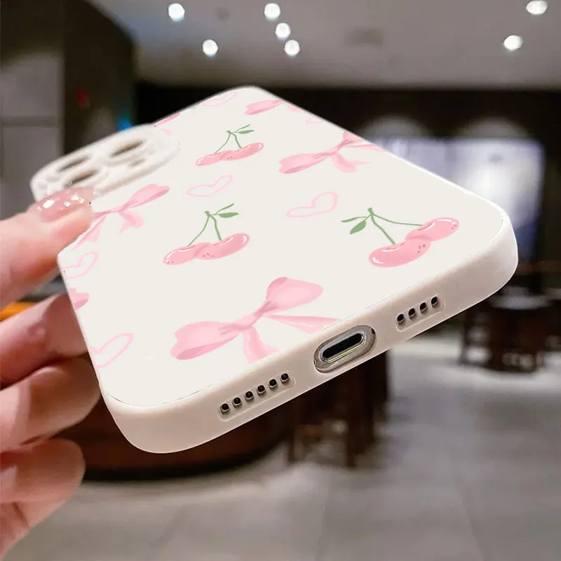 Funda de teléfono con diseño de lazo de cereza rosa femenino para Samsung Galaxy A16 A36 A56 A55 A54 A53 A52 A35 S25 S24 S23 S22 Ultra Plus FE - imagen 5