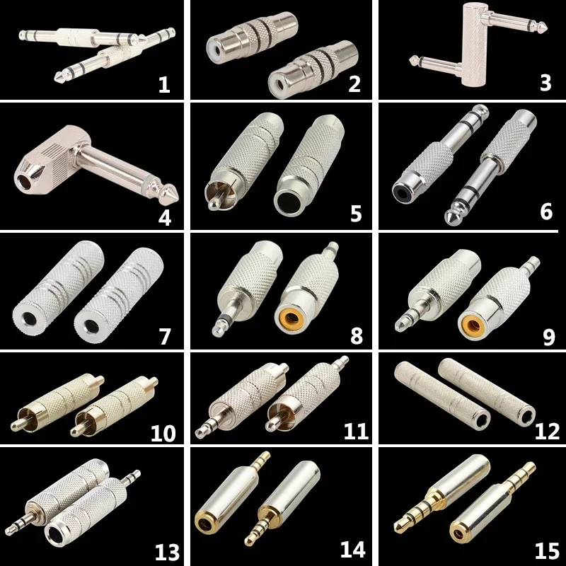 Adaptador de enchufe de Audio de 3,5 ", 10 piezas de 1/8mm, 3,5mm, macho, hembra a RCA, 2,5mm, 3,5mm, AV, CCTV, mono ESTÉREO