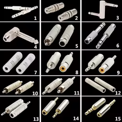 Adaptador de enchufe de Audio de 3,5 ", 10 piezas de 1/8mm, 3,5mm, macho, hembra a RCA, 2,5mm, 3,5mm, AV, CCTV, mono ESTÉREO