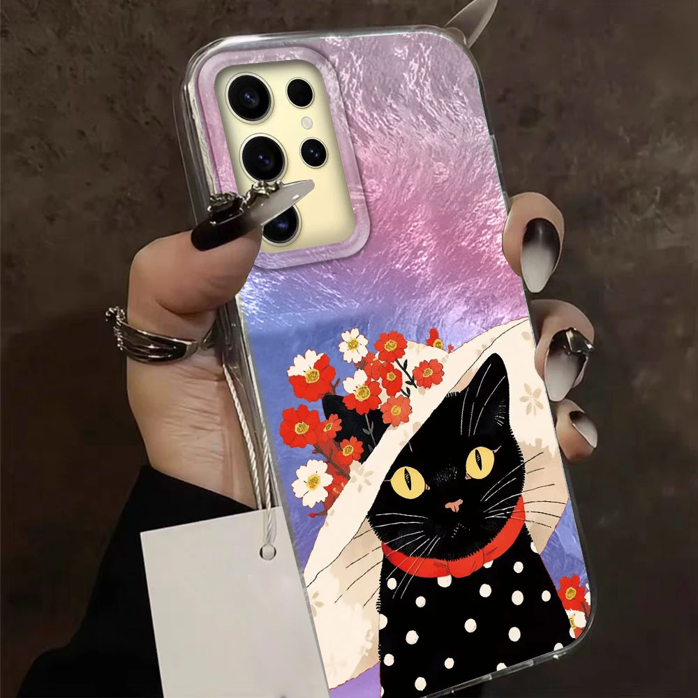 Para Samsung Galaxy S25 Edge S24 S23 S22 S21 S20 FE Plus Ultra 5G lujo gato dibujos animados parachoques trasero protección a prueba de golpes funda de teléfono - imagen 3