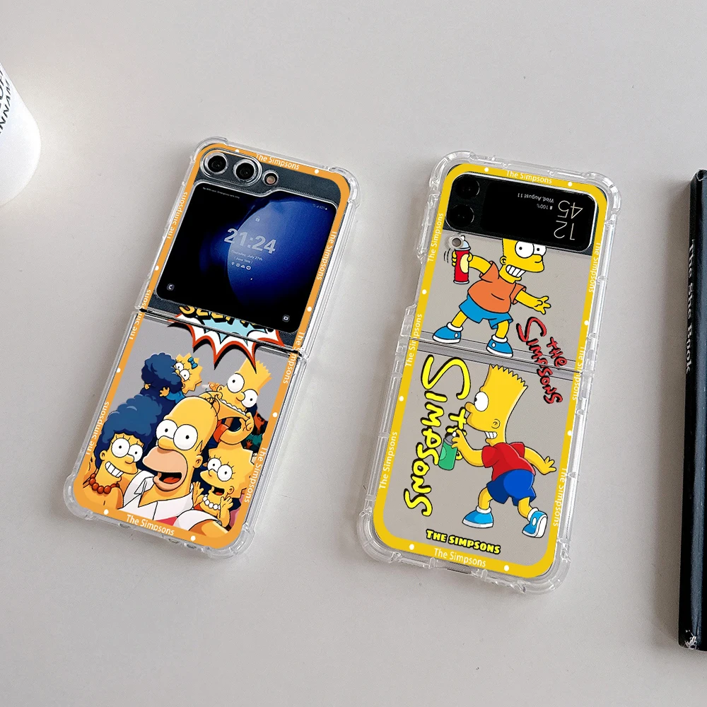 Funda de teléfono con dibujos de Los Simpsons para Samsung, carcasa trasera transparente anticaída para Galaxy Z Flip 3 4 Z Flip 5 6 Z Fold 4 5G PC - imagen 3