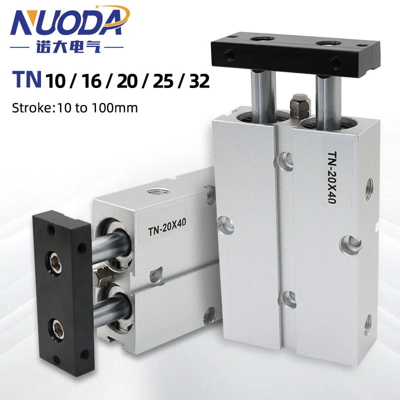 Cilindro neumático tipo TN de doble varilla, diámetro de aire de 10mm, 16mm, 20mm, 25mm, 32 carrera pequeña de aleación de aluminio 30 35 40 45 50 60 70 75mm - imagen 2