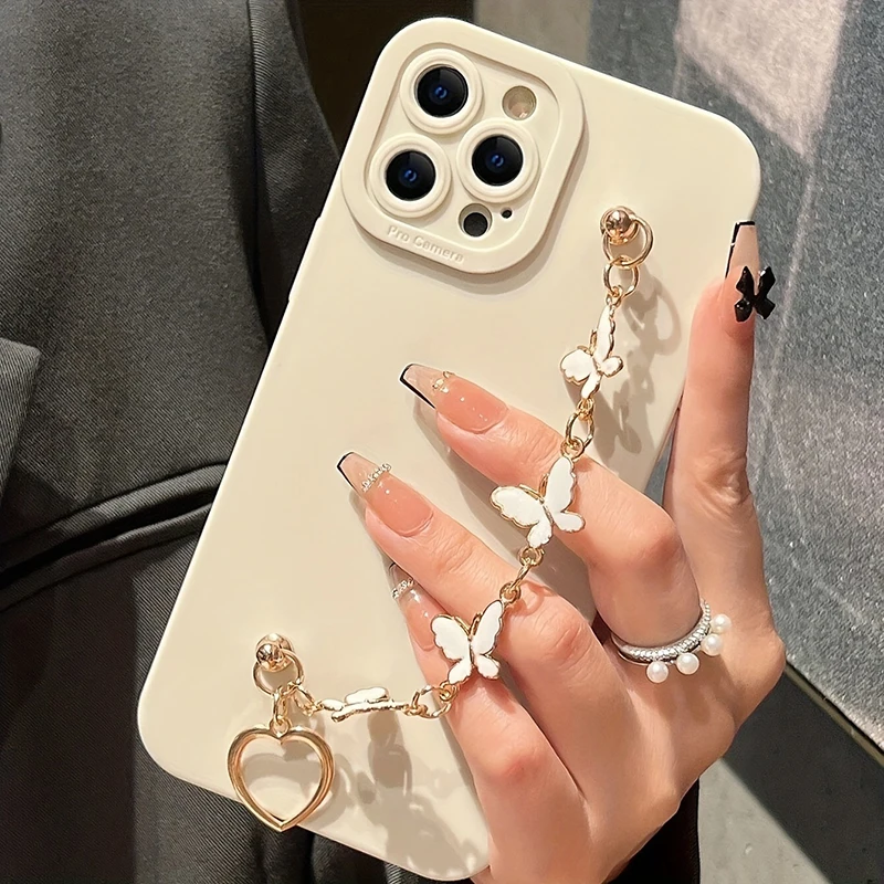 Funda de teléfono con cadena de mariposa blanca y negra para Xiaomi Redmi Note 14 13 12 11 Pro Plus 4G 5G 12S 11S 10S Redmi 13C 14C