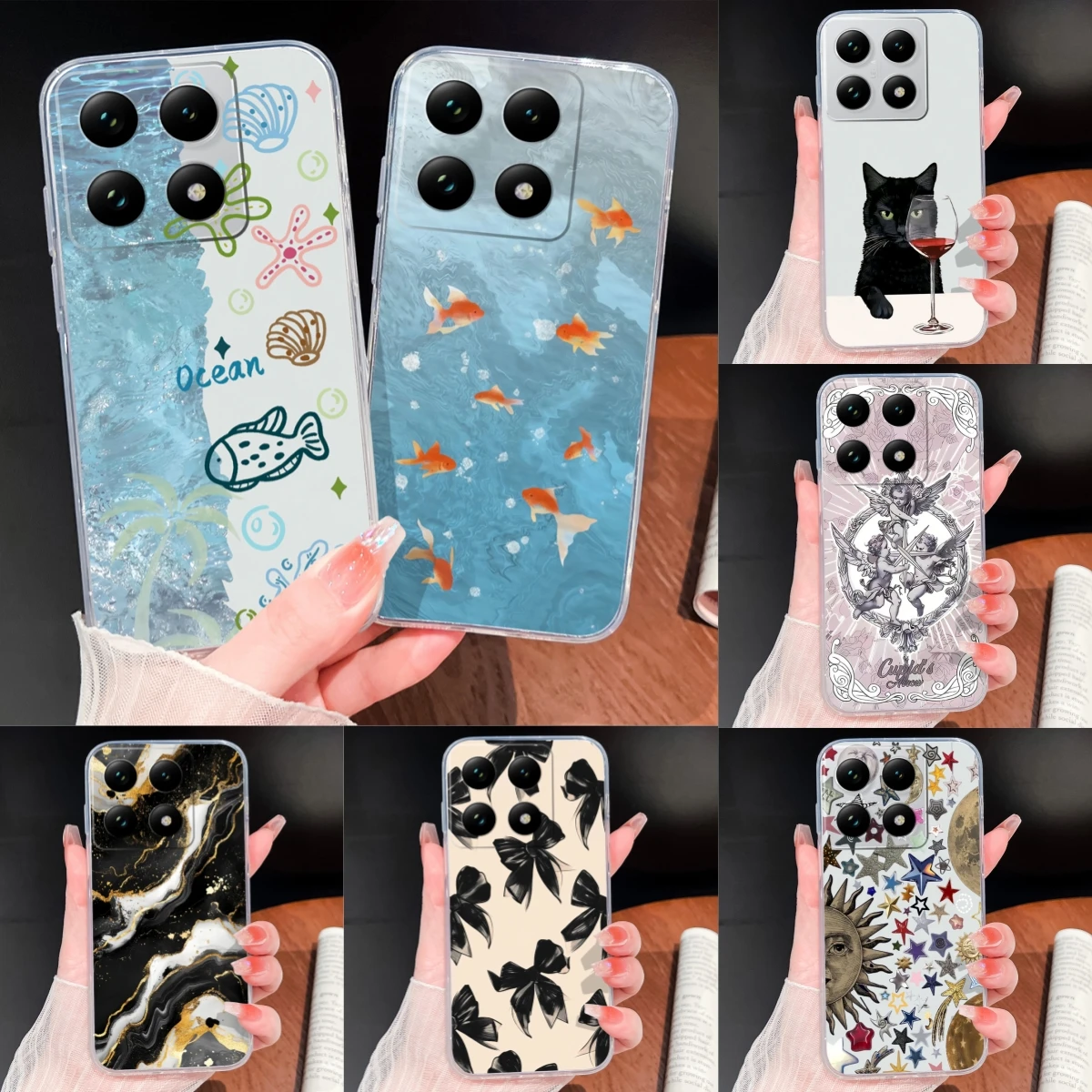 Para Xiaomi 15T 14T Pro Funda de teléfono encantadores patrones de peces suave TPU parachoques de silicona transparente para Xiaomi 15TPro 14 T Funda ligera