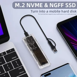 Carcasa Externa M.2 NVMe USB-C 10Gbps - Dual SSD Transparente
