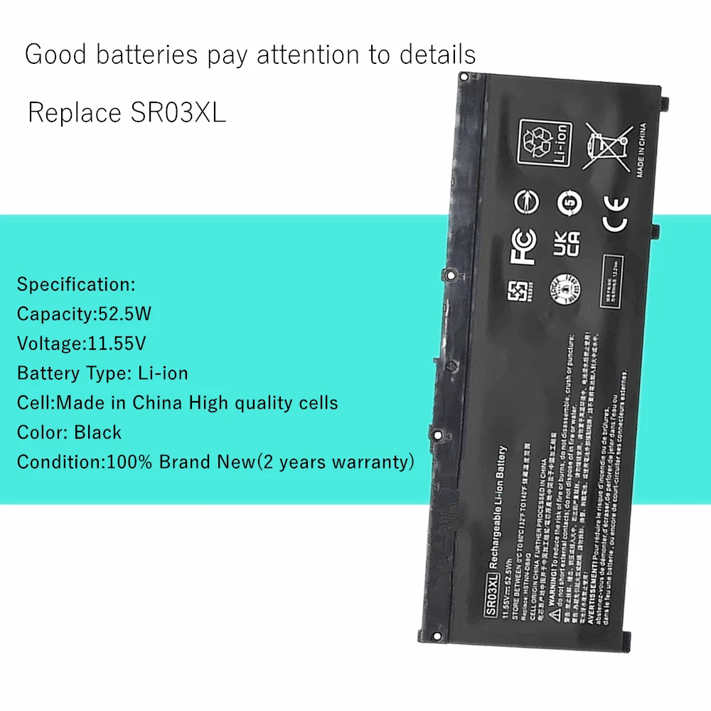 SR03XL batería del ordenador portátil para HP Pavilion 15-DC0000 cx0000 TPN-Q211,TPN-Q193 TPN-Q194 TPN-C133 TPN-C134 - imagen 4