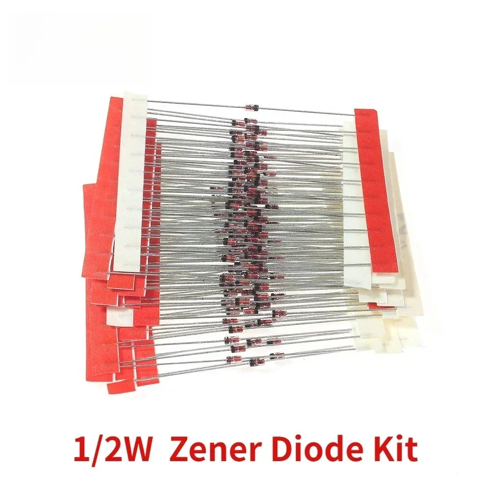 140 Uds diodo Zener 1/2W 0,5 W 3,3-30V Kit de diodos reguladores de voltaje 14 valores * 10 Uds = 140 Uds 4,7 V 5,1 V 6,2 V 6,8 V 8,2 V 10V 12V 15V - imagen 3