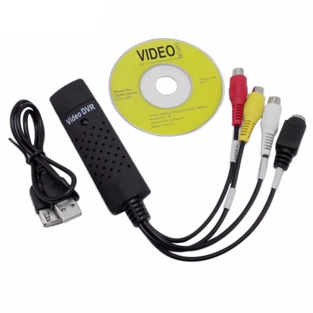 Easycap USB 2.0 Video TV DVD VHS DVR Adaptador de captura Dispositivo de captura de vídeo USB Soporte Win10