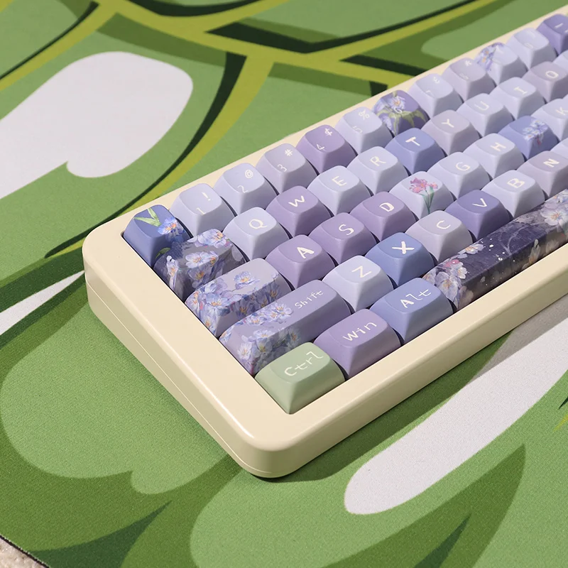 Teclas de color púrpura para teclado mecánico Cherry MX Switch, 156 teclas, elemento de flor, PBT Dye-Sub Cherry - imagen 2