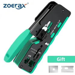 ZoeRax Crimpadora RJ45 CAT5-CAT7 con conectores blindados RJ12/RJ11