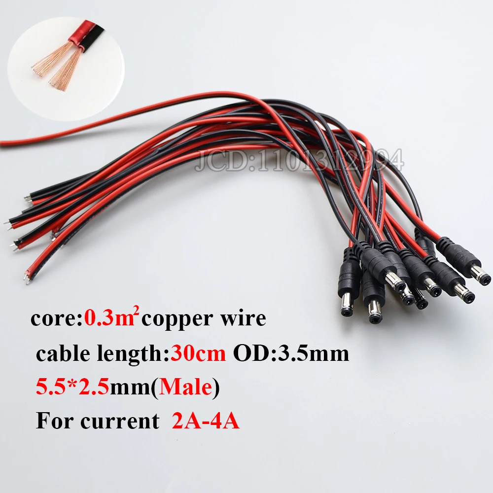 1 pieza 5,5*2,1/2,5mm macho hembra cable adaptador enchufe fuente de alimentación 12V DC conectores conjunto para tira de luz LED cámara CCTV - imagen 2