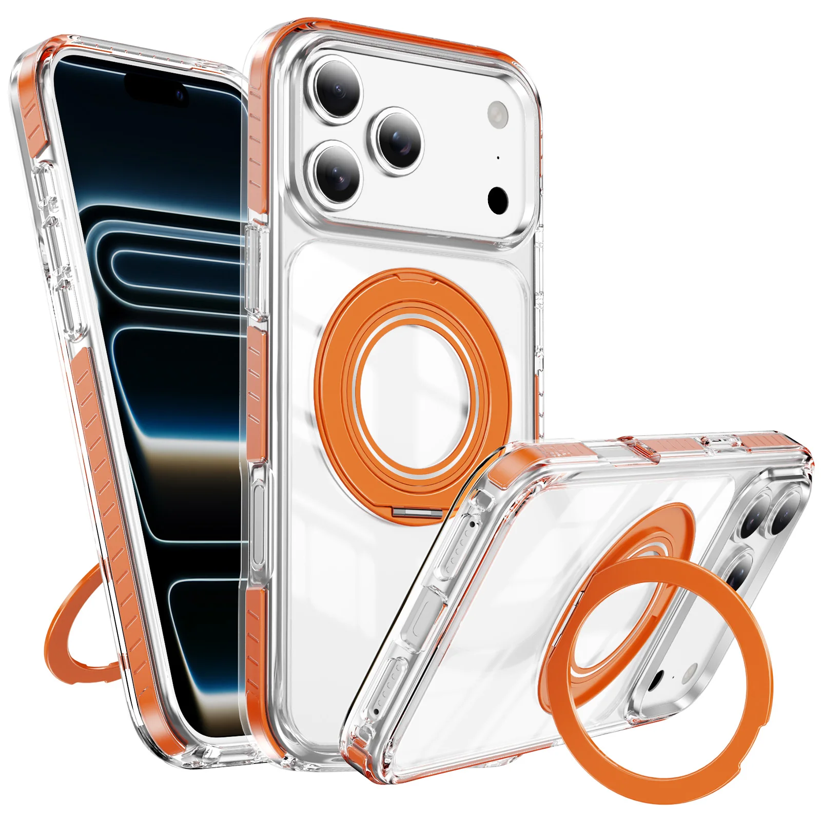 Funda de teléfono magnética transparente a rayas de Color con sensación de piel para iPhone 17 Pro Max 16 Plus 15 14 13 12 11 a prueba de golpes para funda Magsafe