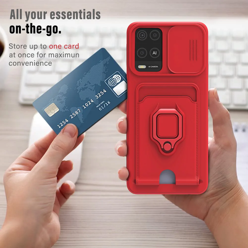 Funda con cordón para Oppo A16, A15, A58, A78, A74, A54, 4G, 5G, Realme, C67, C55, C11, C20, C21, 11 Pro +, ranura para tarjeta, soporte magnético para coche - imagen 2