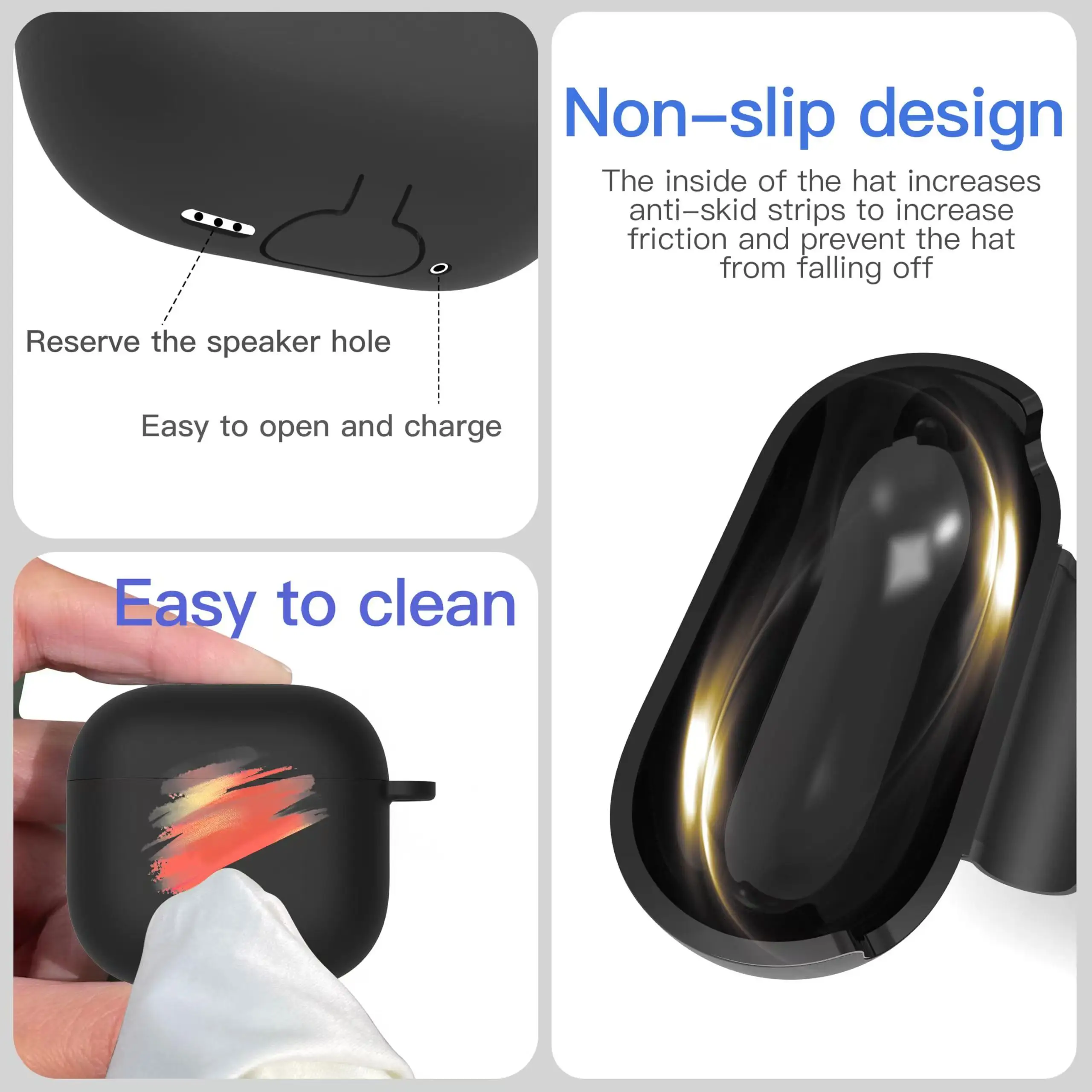 Funda AirPods 4 con kit de limpieza, funda protectora de silicona suave para Apple AirPods 4 generación para mujeres y hombres - imagen 3