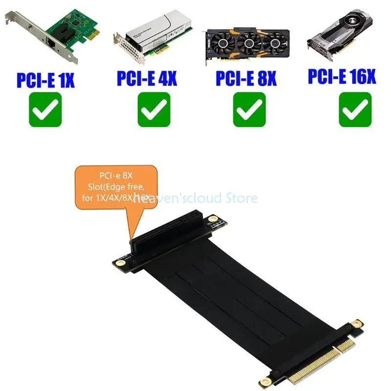 Tarjeta cable del conector del elevador Y88B PCI-E 8x Adaptador extensión cable flexible 90 ° - imagen 3