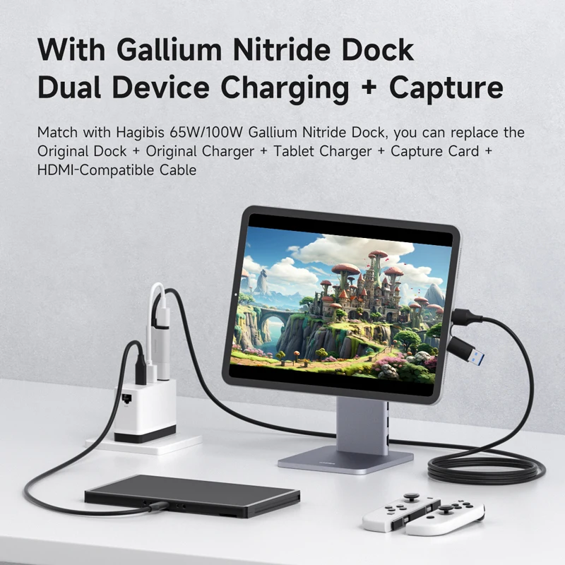 Hagibis USB 3,0 tarjeta de captura de vídeo HDMI a USB-A/C Cable de captura tipo C PD 100W para Quest 3 Switch Gaming grabadora de transmisión en vivo - imagen 3