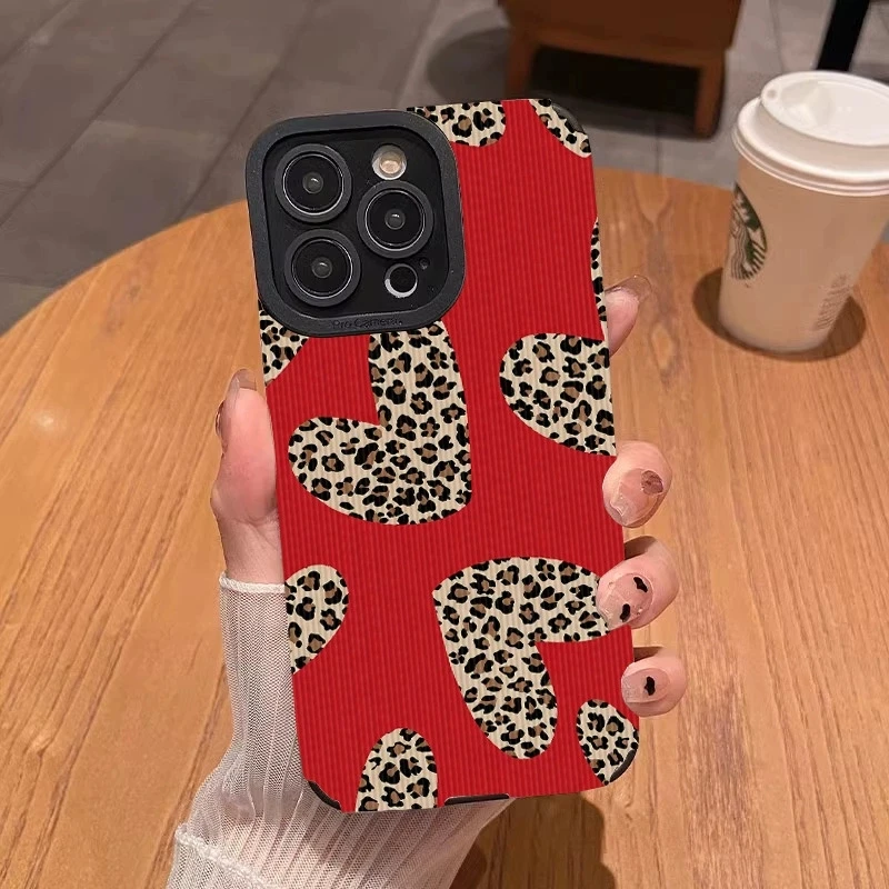Para iphone 17 17ProMax Funda de cuero con estampado de corazón Funda de teléfono Funda 17Air 16 Pro Max 15 14Plus Capas Fundas de silicona suave 13 12 - imagen 2