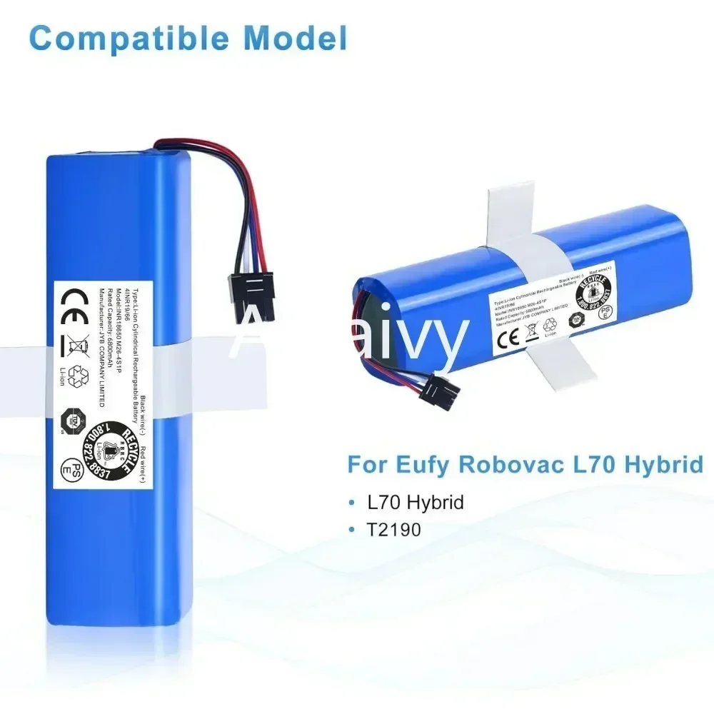 ‌ Batería de iones de litio Original de 14,4 V y 5200mAh para aspiradora Eufy Robovac L70 Hybrid T2190/T2190G21, repuesto de M26-4S2P - imagen 3