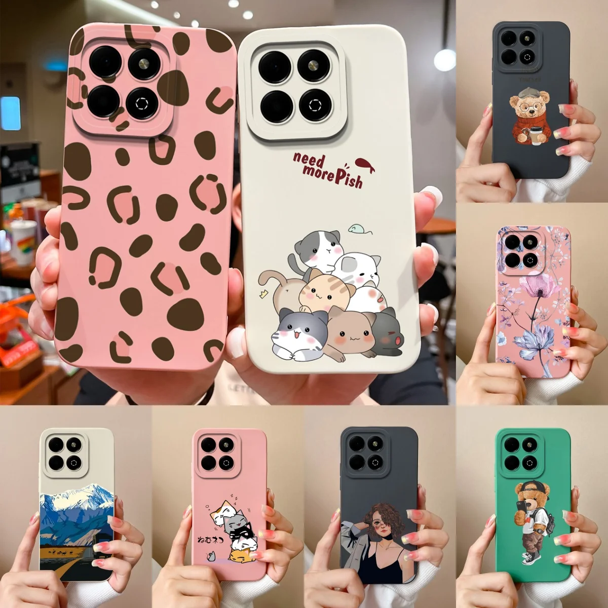 Para Honor X6B funda de teléfono lindos gatos suave silicona líquida protección completa alta calidad Coque modelo JDY-LX1 LX2 contraportada