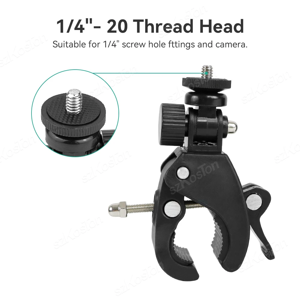 Super Clamp Bike Clip para bicicleta, montaje de cámara, manillar de motocicleta, adaptador de trípode, cámara de acción para GoPro Insta360 X4 - imagen 2