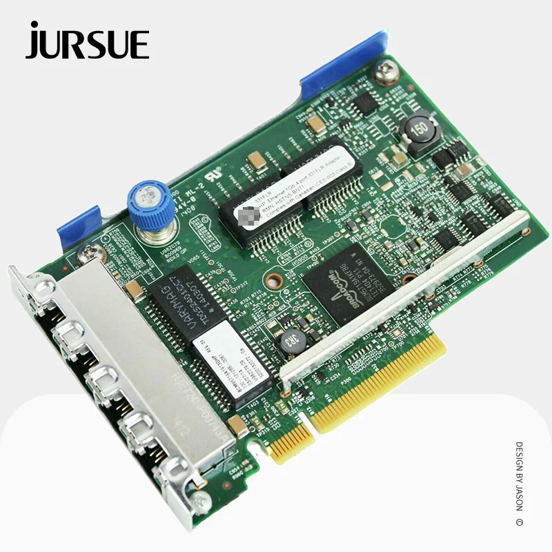 Una placa de circuito verde con una tapa azul en la parte superior