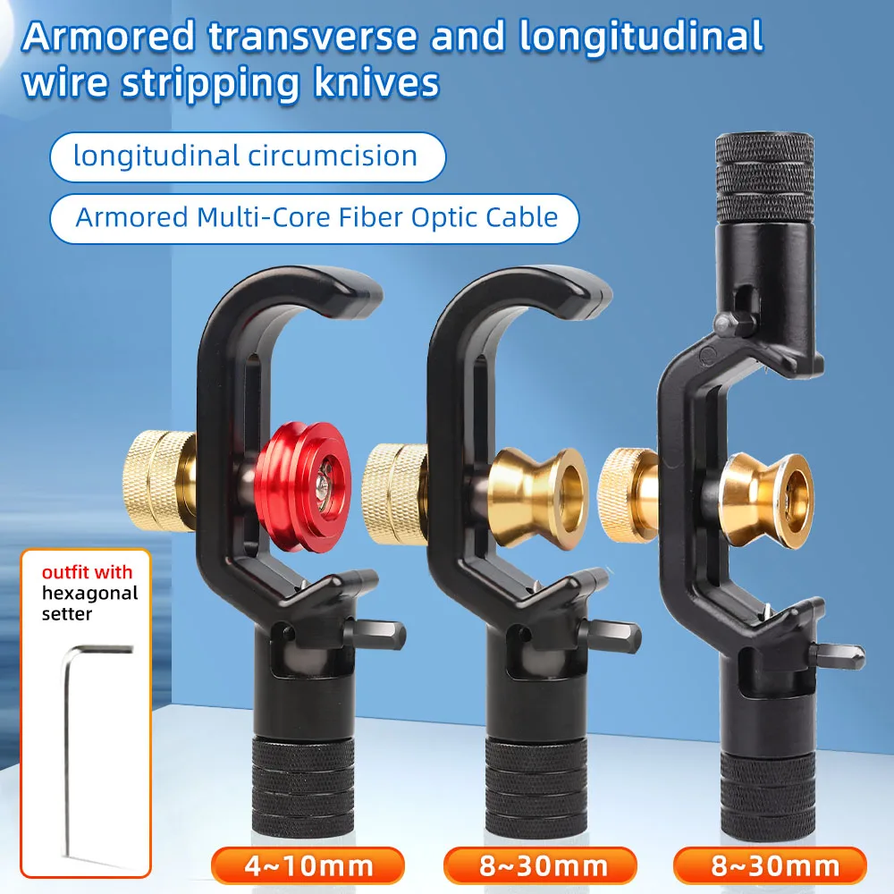 SAIXIANA Pelacables blindado 4-10mm y 8-28mm cortadora de cables ópticos herramienta de pelado de fibra óptica cortadora de chaqueta cortador de funda - imagen 2