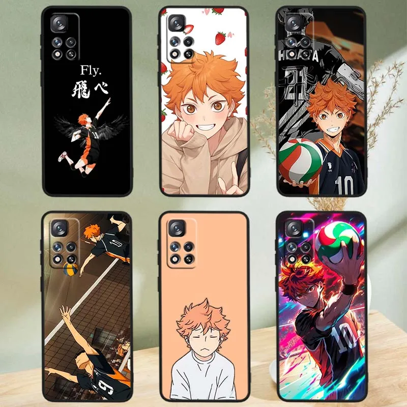 Shoyo Hinata Anime para Xiaomi Redmi Note 11T 11 11S 11SE 10 10T 10S 9S 9 9T 8T 8 Lite Pro Plus Max funda de teléfono negra