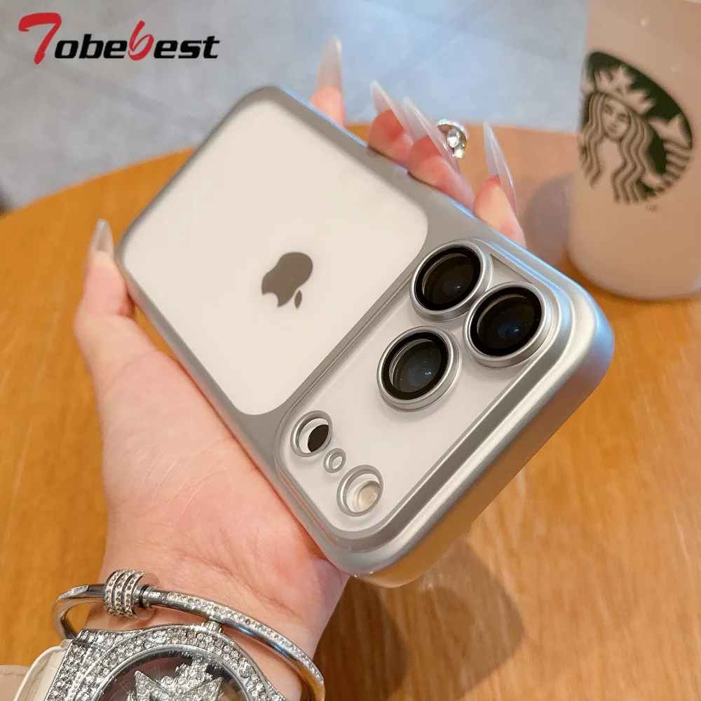 Funda transparente con revestimiento mate para iPhone 17 Air 16 15 14 Plus 13 12 Pro Max, cubierta protectora de película de lente