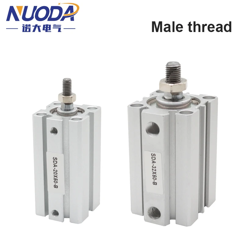 Diámetro de rosca macho serie SDA B 12 16 20 25 32 40 50 63 80mm carrera 5 10 20 25 30 40 45 50mm cilindro fino compacto neumático de aire - imagen 2