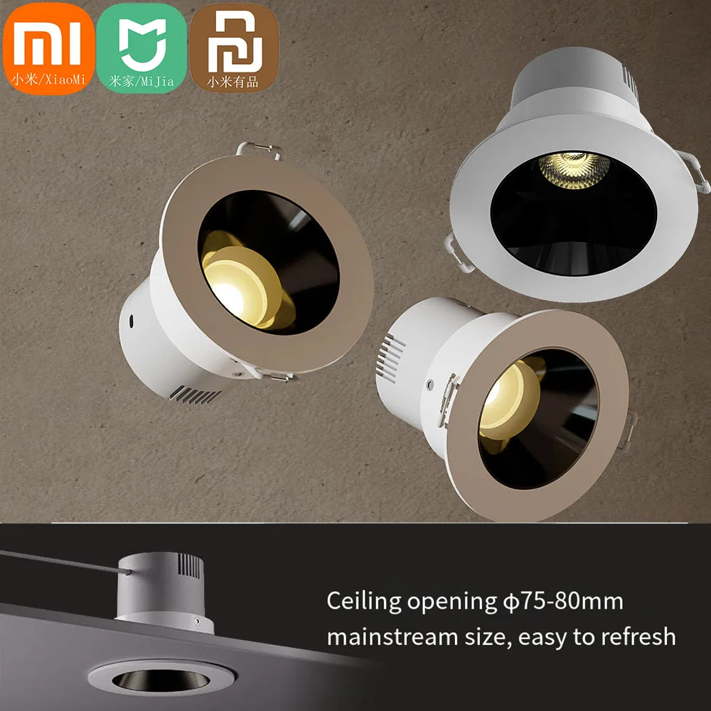 Xiaomi Mijia-foco LED inteligente de malla, lámpara de techo Led empotrada regulable continua para interiores, luz para el hogar para sala de estar