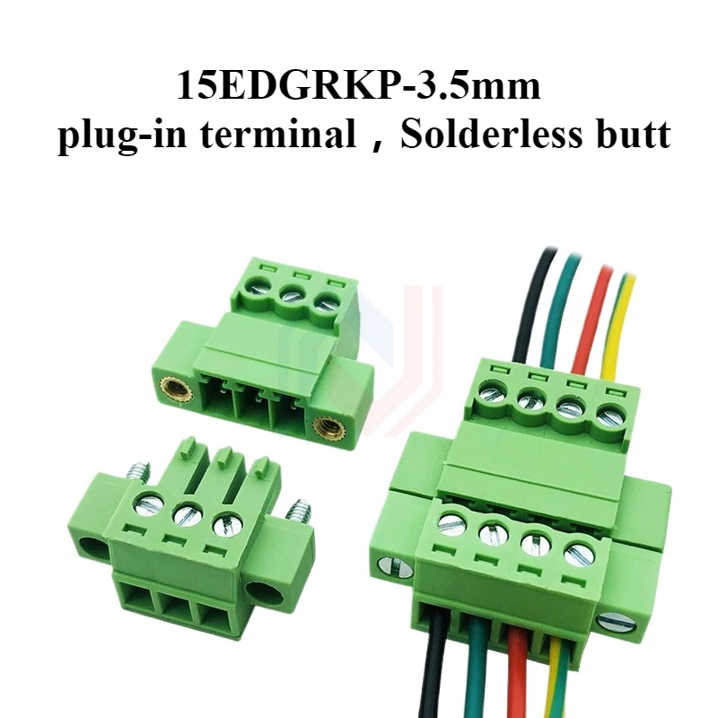 1 Juego de terminal enchufable de 15EDGRKP-3,5mm a tope sin soldadura 2P3P4P5P6P7P8P9P-24P con brida 2EDGKP conector enchufable macho y hembra