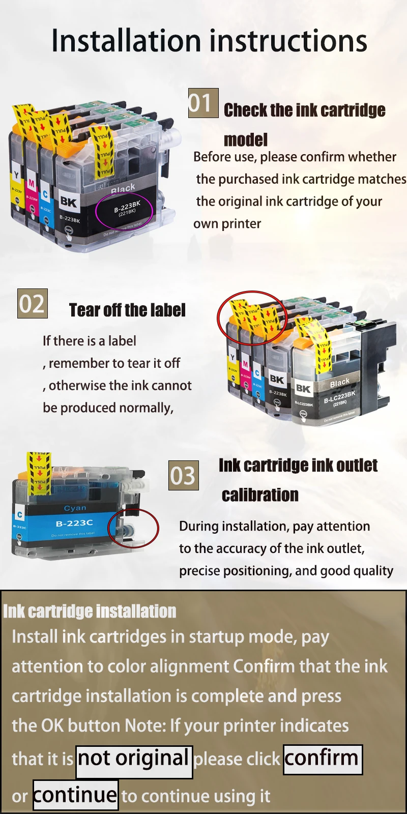 Vilaxh LC223 LC221 LC221XL LC223XL cartucho de tinta para Brother DCP-J562DW J4120DW MFC-J480DW J680DW J880DW J4420DW J4620DW J5320DW - imagen 5