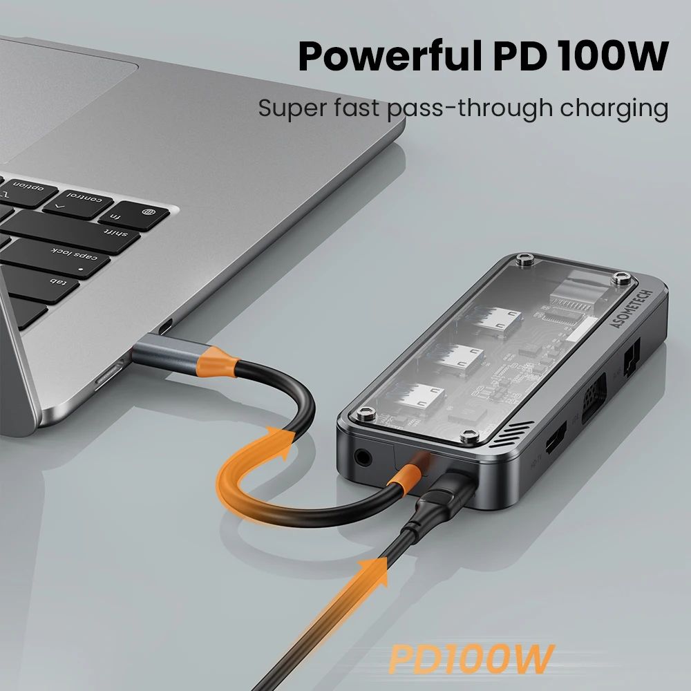 Estación de acoplamiento USB C HUB 10 en 1 tipo C a HDMI compatible con concentrador Usb 3,0 adaptador PD 100W para carga rápida Macbook PC portátil tableta - imagen 4
