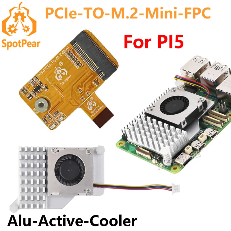 Raspberry Pi5 PCIe a M.2 NVMe SSD Mini placa de un solo cuerpo HAT PCIe-TO-M.2-Mini-FPC y diseño de combinación diferencial Pi5-PCIe-2230