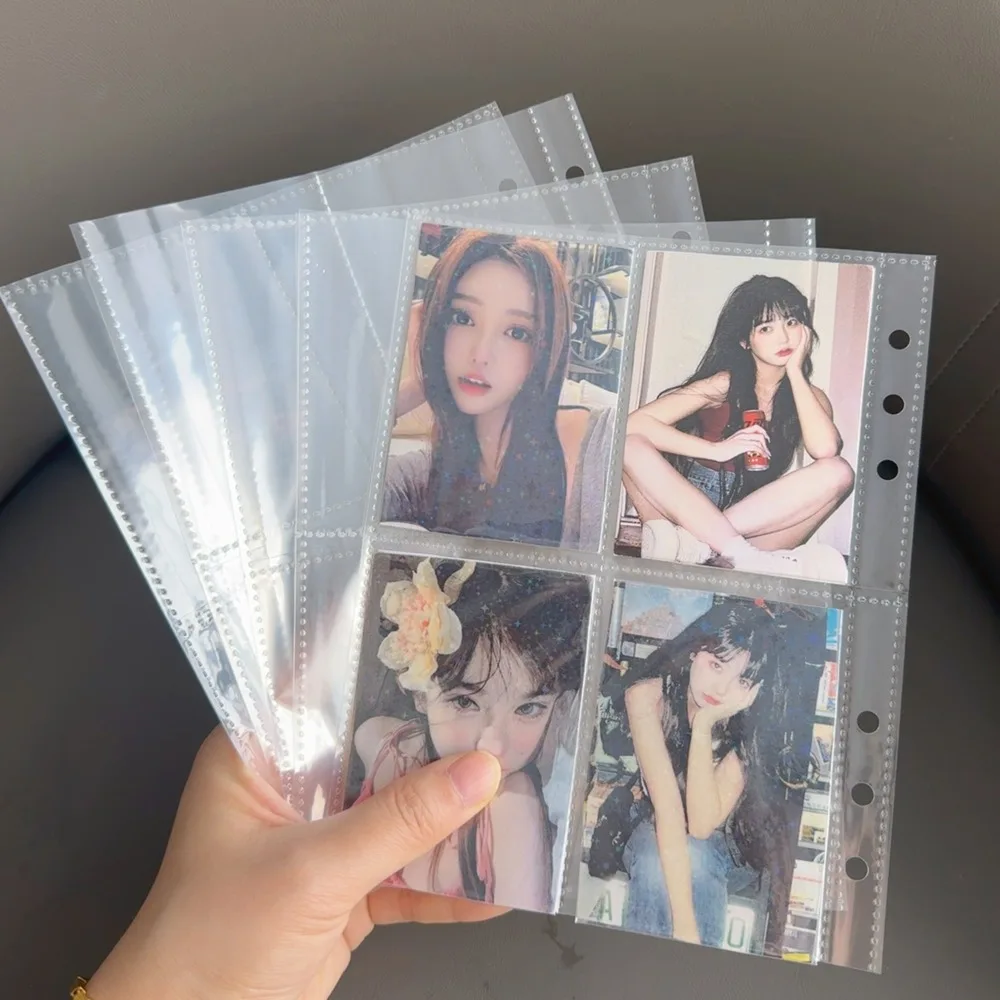 Carpeta de 4 bolsillos para tarjetas fotográficas, carpeta de papel de fondo, álbum de fotos Kpop, página interior de 6/3 agujeros, funda para carpeta de tarjetas fotográficas, 5-50 Uds. - imagen 2