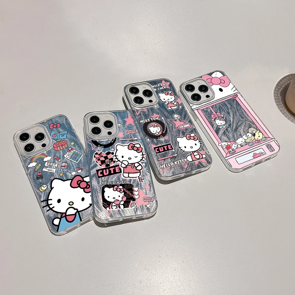 Funda de teléfono con dibujos animados para Samsung Galaxy, carcasa dura con textura de plumas, Hello Kitty claw machine, rosa, S24, S23 Ultra Plus, 5G, S21 FE