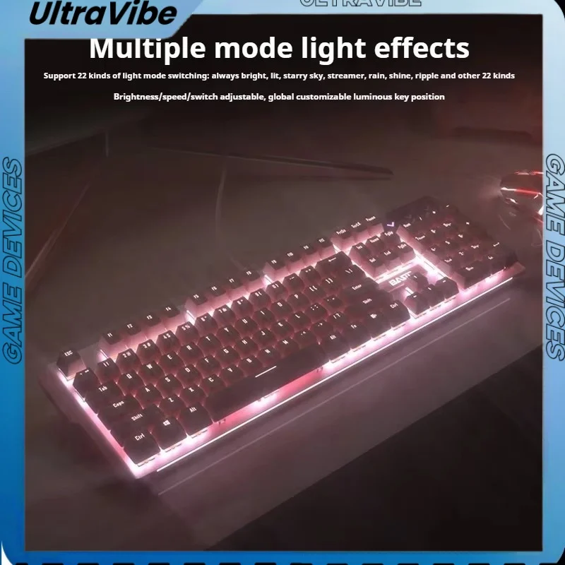 Snow Moon Girl-Teclado mecánico rosa, Panel de Metal con cable, 104 teclas, Abs, moldeo por inyección de doble Color, juego de deportes electrónicos, chica bonita - imagen 2