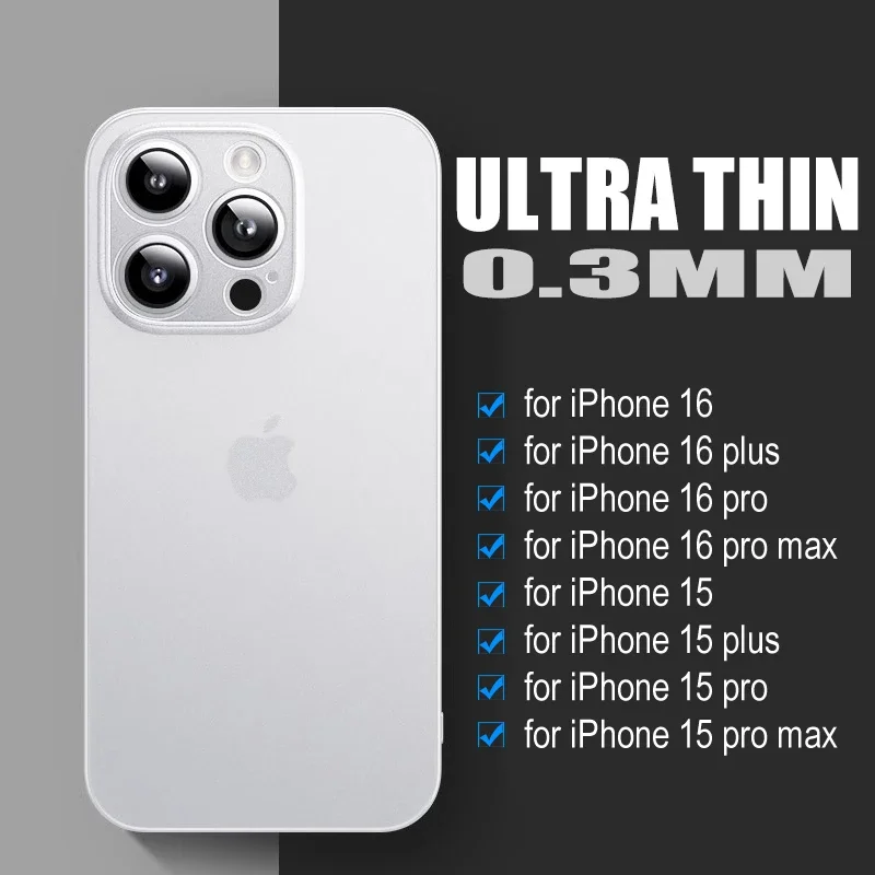 Funda transparente mate ultradelgada de 0,3mm para iPhone 16, 15, 14 Plus, 13, 12 Mini, 11 Pro Max, carcasa trasera dura esmerilada de PP - imagen 4