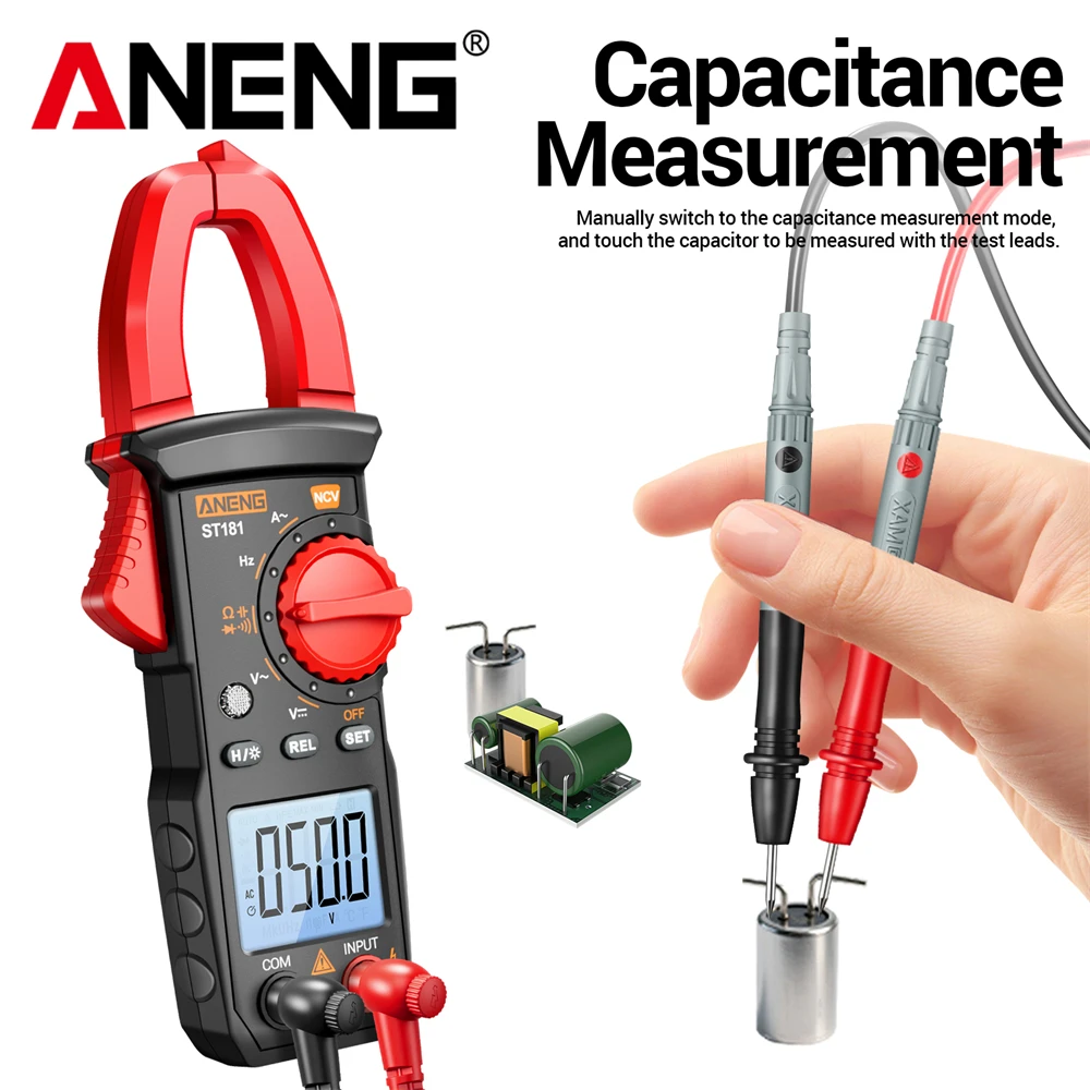 ANENG-multímetro de pinza amperimétrica, Kit de electricista ST181 + Vd807, pluma probadora de voltaje, Detector de voltaje de CA de 12V-300V, amplificador de coche, tapa Hz, herramienta NCV - imagen 4