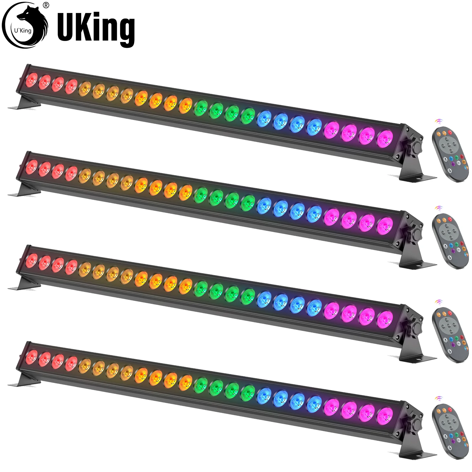 U'King 4 Uds 60W RGB 24LED barra de luz de lavado de pared con control remoto DMX barra de luz de escenario para boda Iglesia música baile Fiesta de DJ - imagen 2