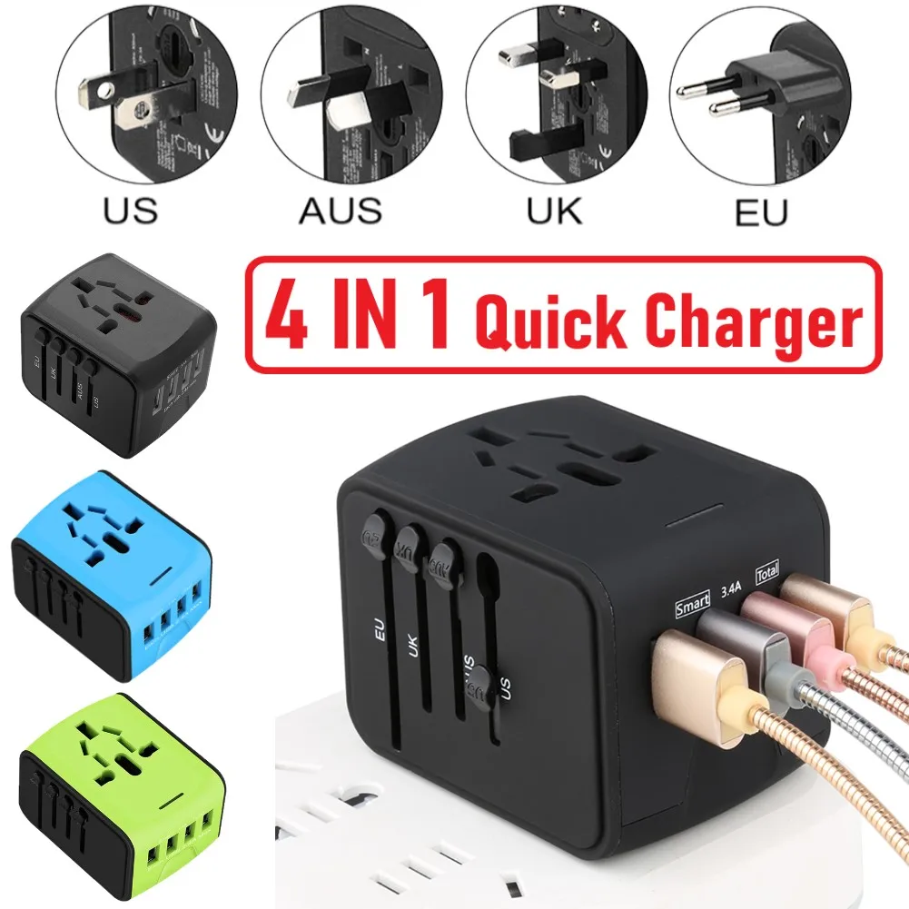 Adaptador de corriente de CA de pared de 4 puertos, 5V CC, USB A, adaptador de corriente de pared Universal, consola de juegos multifuncional para teléfono móvil para Switch iPad