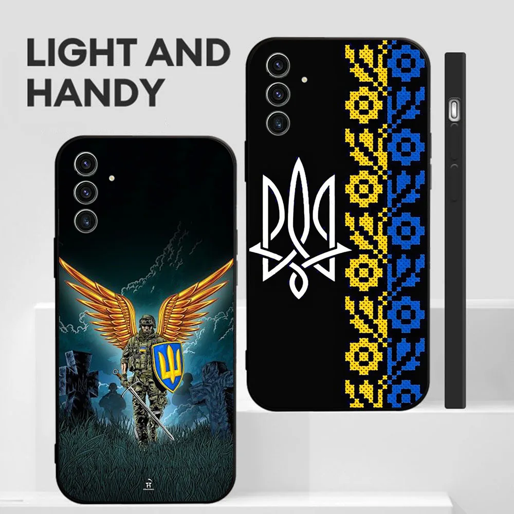 BD-65 bandera de Ucrania mapa soldado funda negra para Samsung A55 A16 A15 A25 A35 M35 M15 A24 M55 A26 A05S A56 A36 Quantum 2 - imagen 3