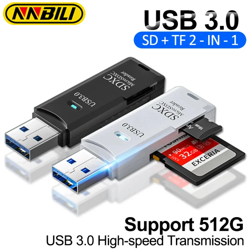 NNBILI Lector Tarjetas USB 3.0/2.0 – Para Micro SD y TF