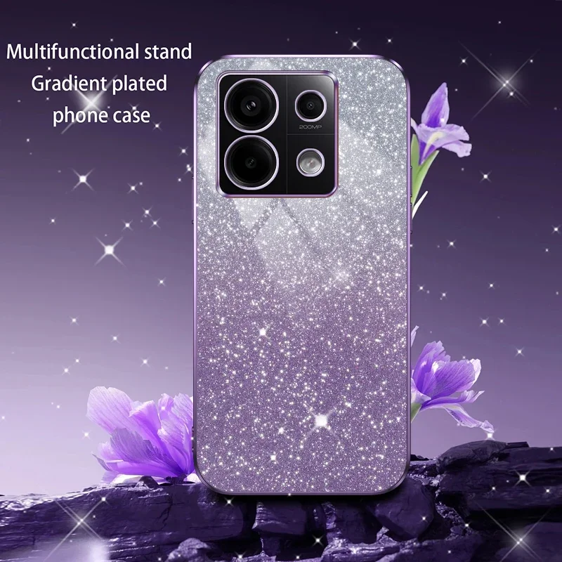 Funda de silicona chapada con purpurina brillante de lujo para Xiaomi Redmi Note 13 Pro Plus 13X 13C 4G 5G lente de cámara funda trasera suave Coque - imagen 2