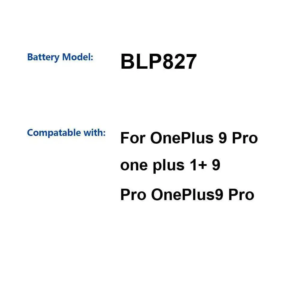 Batería de teléfono móvil de alta eficiencia 2250Mah para Oneplus 9 Pro One Plus 1+ Oneplus9 BLP827