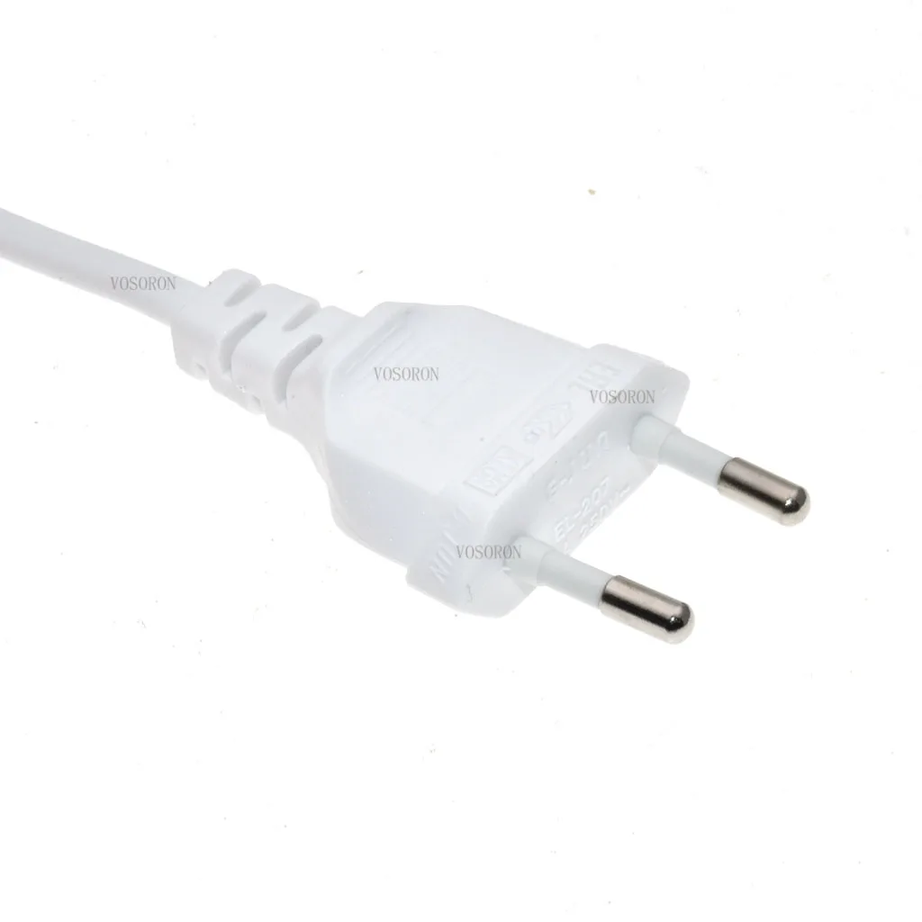 Blanco UE Euporean enchufe de 2 clavijas a IEC320 C7 figura 8 ángulo adaptador Cable de extensión de alimentación para Samsung Philips Sony LED TV - imagen 5